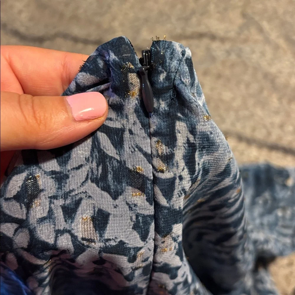 Aqua Blue and Gold Textured Dress - Picture 5 of 5